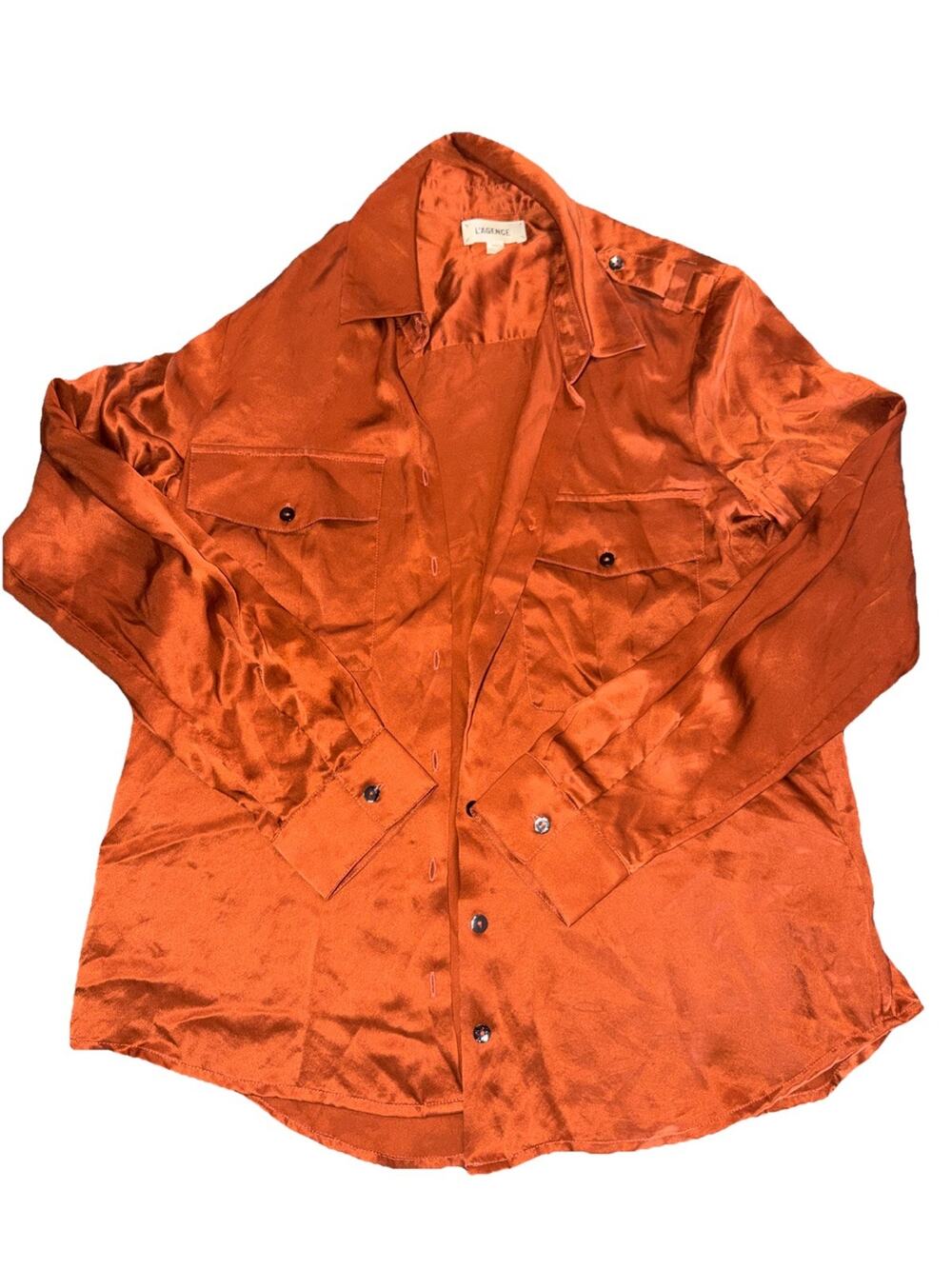 L'Agence 100% Silk Button Down Size XS Sleeve Blouse AD22